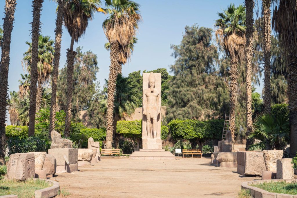 Palm trees and an obelisk at Luxor