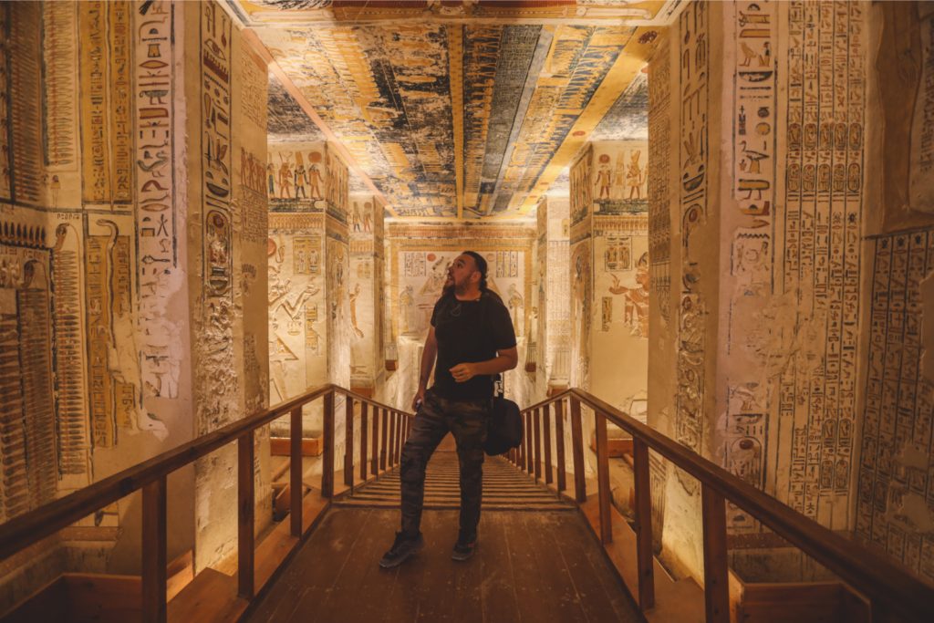 Inside a painted tomb in the Valley of the Kings